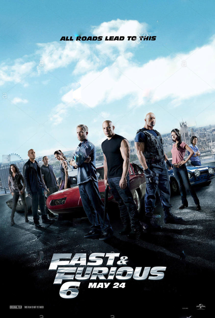 Fast and Furious 6 Movie Poster Transparency